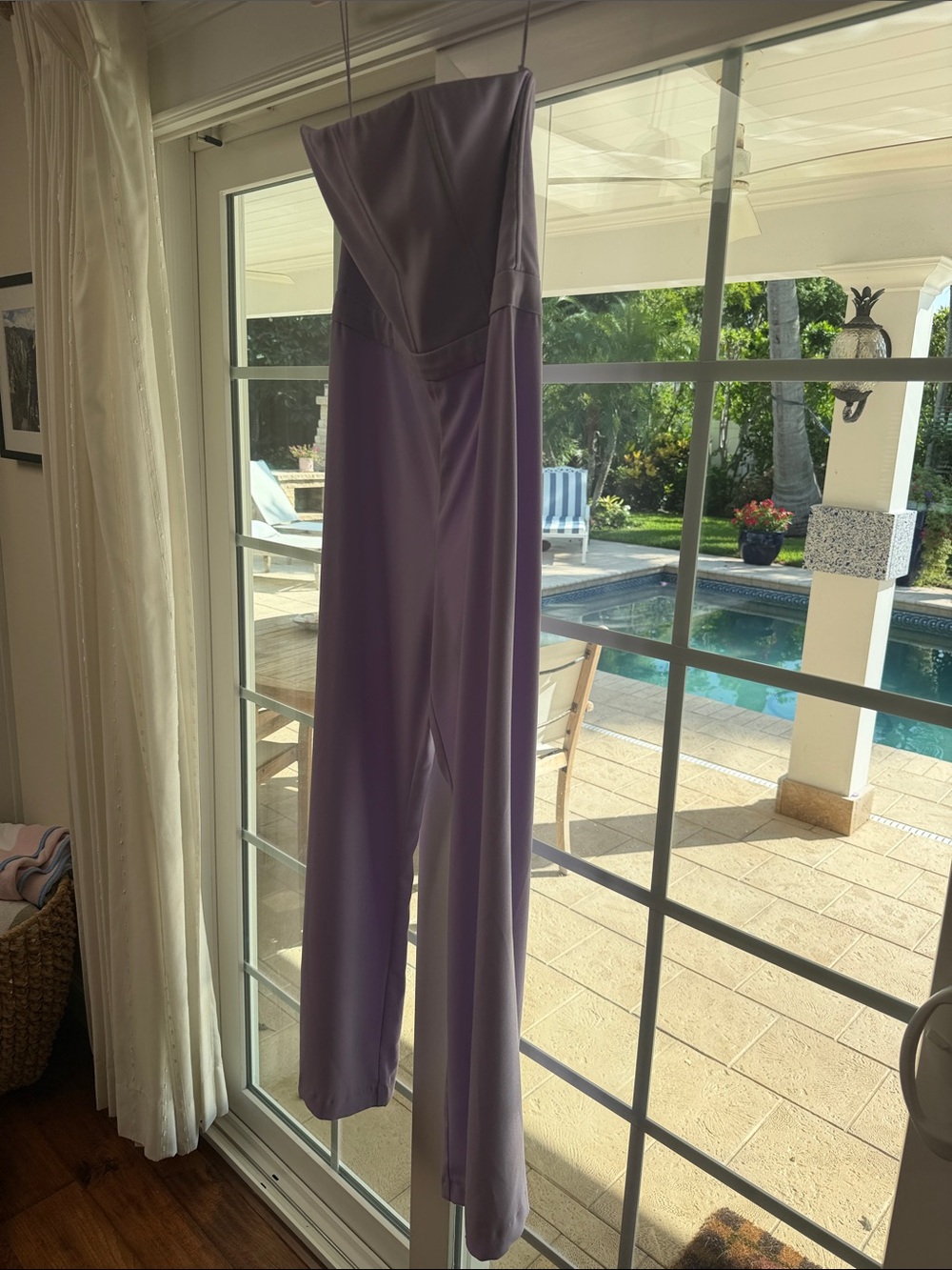 Alice + Olivia Lavender Strapless Jumpsuit